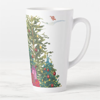 Feestelijke kerstboom met cadeautjes latte mok