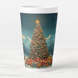 Feestelijke Kerstboom met Gezellige Winterontwerp Latte Mok