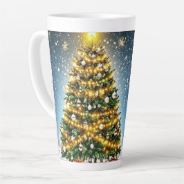 Feestelijke Kerstboom met Gezellige Winterontwerp Latte Mok
