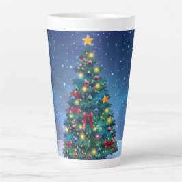 Feestelijke Kerstboom met Gezellige Winterontwerp Latte Mok