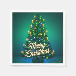Feestelijke Kerstboom met Neon Prettig Kerstfeest Servet
