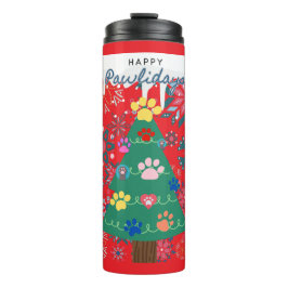 Feestelijke kerstboom met poten ornamenten thermosbeker