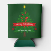 Feestelijke kerstboom met rode lint blikjeskoeler (Voorkant)