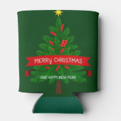 Feestelijke kerstboom met rode lint blikjeskoeler (Achterkant)