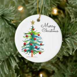 Feestelijke Kerstboom Met Rode Ornamenten