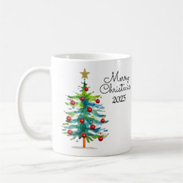 Feestelijke Kerstboom Met Rode Ornamenten Koffiemok
