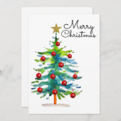 Feestelijke Kerstboom Met Rode Versieringen Feestdagenkaart (Voorkant / Achterkant)