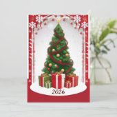 Feestelijke Kerstboom Met Versiering Kaart (Staand voorkant)