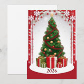 Feestelijke Kerstboom Met Versiering Kaart (Voorkant / Achterkant)