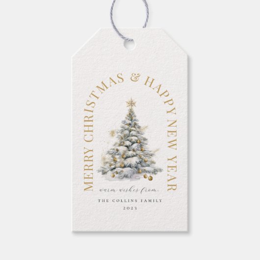 Feestelijke kerstboom Modern Cadeaulabel (Voorkant)