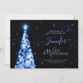 Feestelijke kerstboom Navy Blue Wedding Menu Kaart (Voorkant)