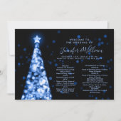 Feestelijke kerstboom Navy Blue Wedding Menu Progr Kaart (Voorkant)