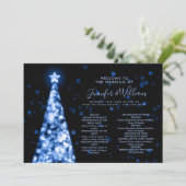 Feestelijke kerstboom Navy Blue Wedding Menu Progr Kaart (Staand voorkant)