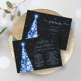 Feestelijke kerstboom Navy Blue Wedding Menu Progr Kaart