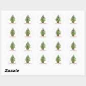 Feestelijke kerstboom op rieten mand Kerstmis Ronde Sticker (Vel)