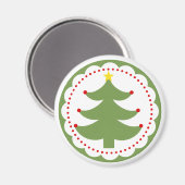 Feestelijke kerstboom op ronde magneet (Voorkant / Achterkant)