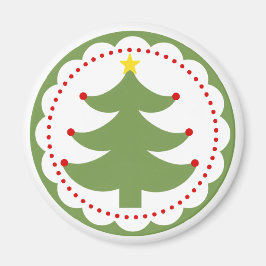 Feestelijke kerstboom op ronde magneet