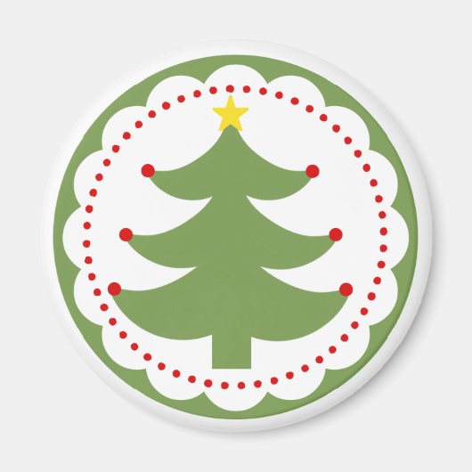 Feestelijke kerstboom op ronde magneet (Voorkant)