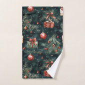 Feestelijke kerstboom Ornamenten en geschenken Pat Bad Handdoek (Handdoek)