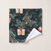 Feestelijke kerstboom Ornamenten en geschenken Pat Bad Handdoek (Wasdoekje)