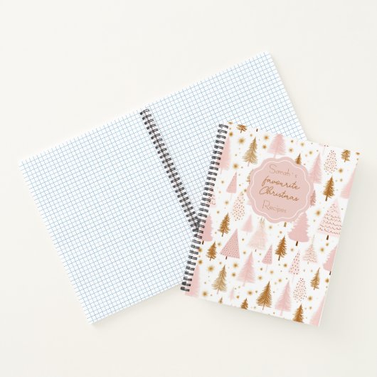 Feestelijke kerstboom patroon recept notitieboek (Binnen)