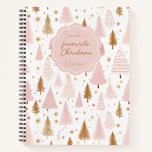 Feestelijke kerstboom patroon recept notitieboek (Voorkant)
