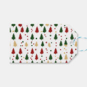 Feestelijke kerstboom Patroon Rood, Groen & Goud Cadeaulabel (Voorkant (Horizontaal))
