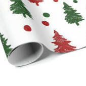 Feestelijke kerstboom Patroon Rood, Groen & Goud Cadeaupapier (Rol Hoek)