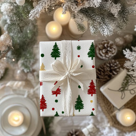 Feestelijke kerstboom Patroon Rood, Groen & Goud Cadeaupapier