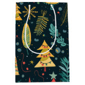 Feestelijke kerstboom patroon - vreugdevolle vakan medium cadeauzakje (Voorkant)