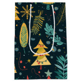 Feestelijke kerstboom patroon - vreugdevolle vakan medium cadeauzakje (Achterkant)