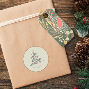 Feestelijke Kerstboom Paw Print Ornament Sticker