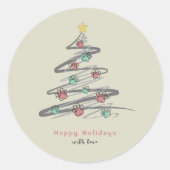 Feestelijke Kerstboom Paw Print Ornament Sticker (Voorkant)