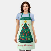 Feestelijke kerstboom Poinsettia Design Schort (Gedragen)