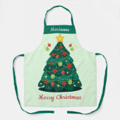 Feestelijke kerstboom Poinsettia Design Schort (Voorkant)