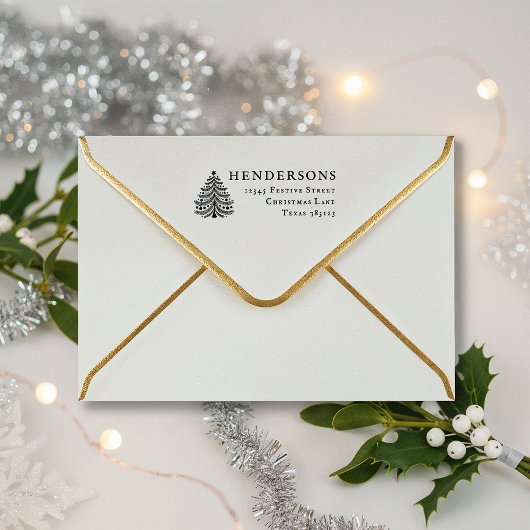 Feestelijke kerstboom Retouradres Rubber Stamp Rubberstempel