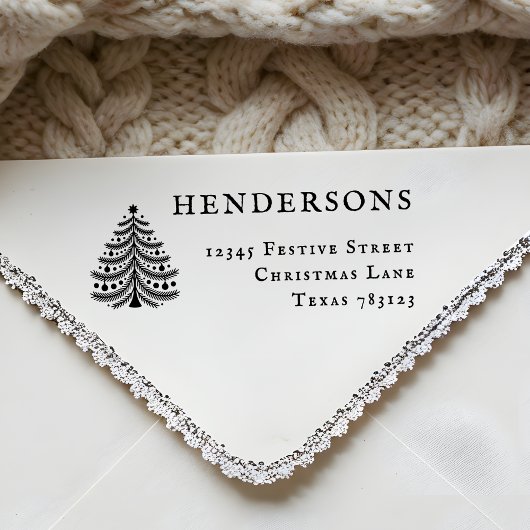 Feestelijke kerstboom Retouradres Rubber Stamp Zelfinktende Stempel