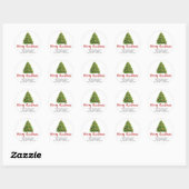 feestelijke kerstboom | Retouretiket Ronde Sticker (Vel)