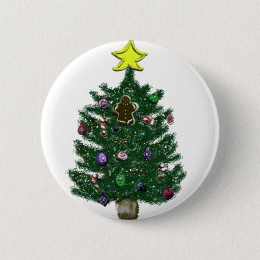 feestelijke kerstboom ronde button 5,7 cm (Voorkant)