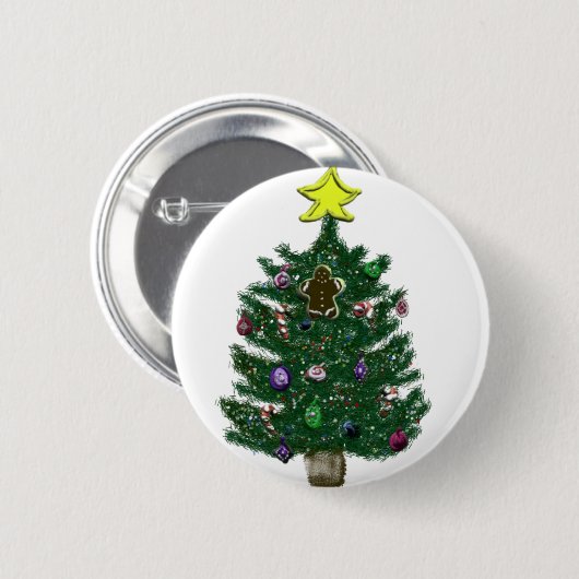 feestelijke kerstboom ronde button 5,7 cm (Voorkant /achterkant)