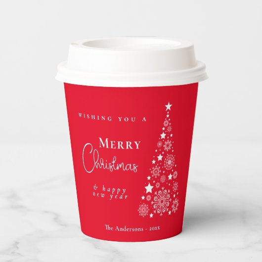 Feestelijke kerstboom Rood Papieren Bekers (Achterkant)