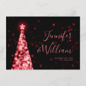 Feestelijke kerstboom rood zwart bruiloft bedankka informatiekaartje (Achterkant)