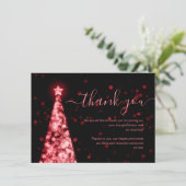 Feestelijke kerstboom rood zwart bruiloft bedankka informatiekaartje (Staand voorkant)