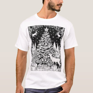 Feestelijke Kerstboom Silhouette Zwart Design op T-shirt