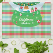 Feestelijke Kerstboom Sneeuw Wereldbol Design Theedoek (Gevouwen)