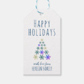 Feestelijke kerstboom Sneeuwvlokken Vakantie Cadeaulabel (Voorkant)