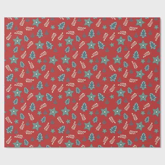 Feestelijke kerstboom ster Modern rood groen Cadeaupapier (Vlak)