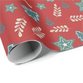 Feestelijke kerstboom ster Modern rood groen Cadeaupapier (Rol Hoek)
