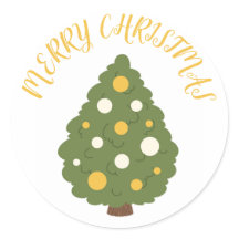 Feestelijke kerstboom Sticker met "Merry Christm