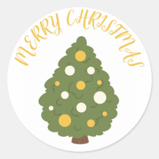 Feestelijke kerstboom Sticker met "Merry Christm